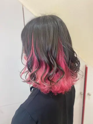 ミディアム ゆぴ☾‪/推しカラー /ハイトーンのヘアスタイル