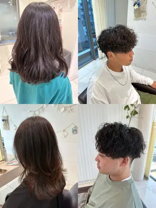 カラー パーマ ブリーチカラー /メンズパーマ/陸のヘアスタイル