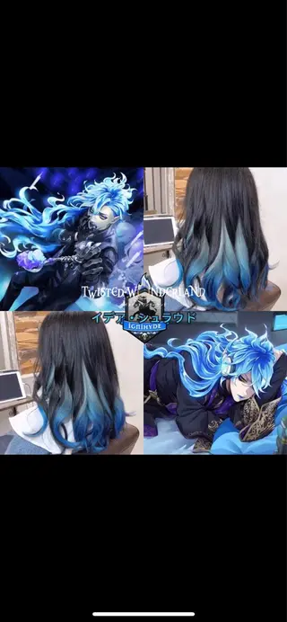 セミロング カラー 推しカラー💫 ブリーチ💫若菜覚のヘアスタイル