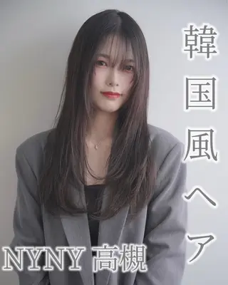 ロング 顔周りレイヤーカット 透明感カラー達冨のヘアスタイル