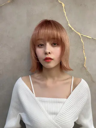 ミディアム カラー ヘアアレンジ ボブ｜韓国｜美髪矯正 ｜amika🌙のヘアスタイル