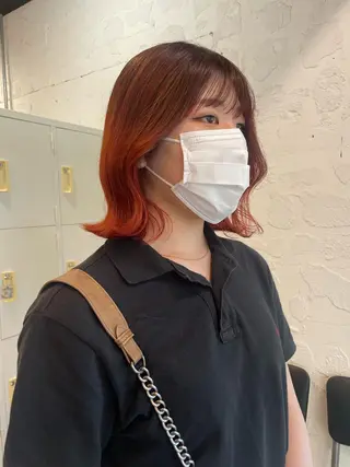 ミディアム カラー ヘアアレンジ satsuki 暖色・ブラウンカラーのヘアスタイル