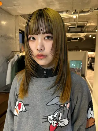 セミロング カラー 斎藤祐樹 /レイヤー/パーマのヘアスタイル