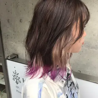 セミロング カラー あやめ【顔まわり/レ イヤー/柔らかカラ】のヘアスタイル