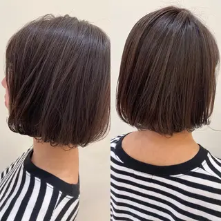 ショート 艶 透け感カラー 似合わせ 齊木 勇人のヘアスタイル