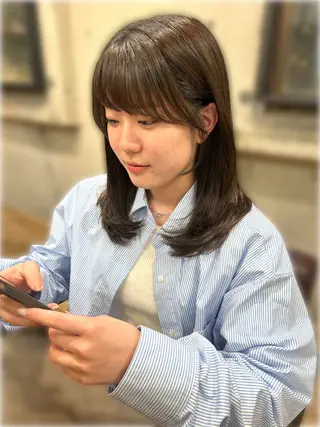 ミディアム 石川 遥のヘアスタイル