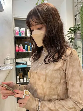 ミディアム パーマ 小顔レイヤー×コンパ クトボブ/林隆平のヘアスタイル