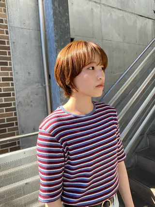 ショート カラー yumeka🩶ボブ 暖色/透け感カラーのヘアスタイル