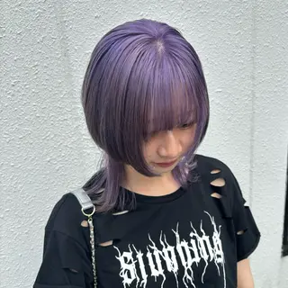 ミディアム 🎀ハイトーン/ 艶カラー/夕月🎀のヘアスタイル