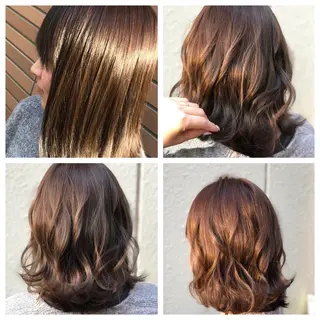 ミディアム 艶カラー🩵💛 NANAのヘアスタイル