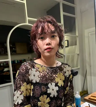 ミディアム パーマ 市川 蘭のヘアスタイル