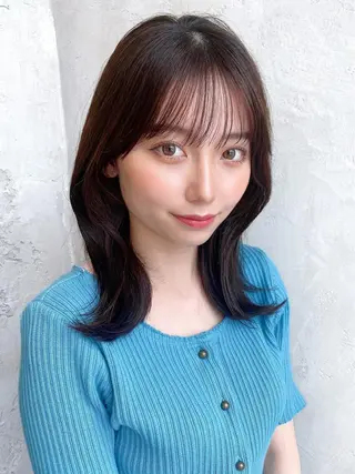 ミディアム カラー 顔周り/くびれヘア 韓国ヘア💕風間るなのヘアスタイル