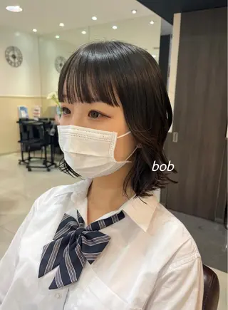 ミディアム ぷつっとボブ/ちゅる ピンク/mika☆のヘアスタイル