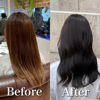 セミロング カラー ミヤザキ タクトのヘアスタイル