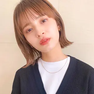 ミディアム カラー 🌱小顔ヘア/ボブ ミディアム/双葉🌱のヘアスタイル