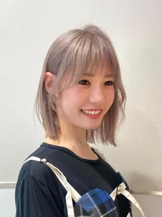 ミディアム カラー パーマ ヘアアレンジ 小野寺瑞希 /最小顔カットのヘアスタイル