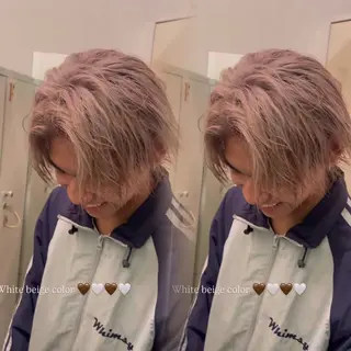 ショート メンズ ハイトーンカラー/エ クステ/デザインのヘアスタイル