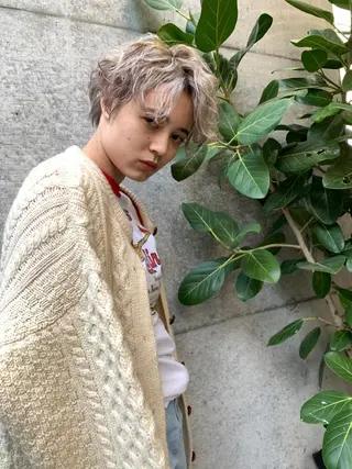 ショート カラー パーマ メンズ 南堀江🌿パーマ Tetsu【テツ】のヘアスタイル