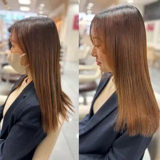 セミロング パーマ 髪質改善/縮毛矯正 /ブリーチ矯正/岡部のヘアスタイル