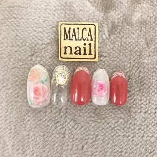 ミディアム カラー パーマ ヘアアレンジ メンズ キッズ ネイル マツエク・マツパ MALCAnail(マルカネイル)所属・荒木 莉奈のネイルデザイン