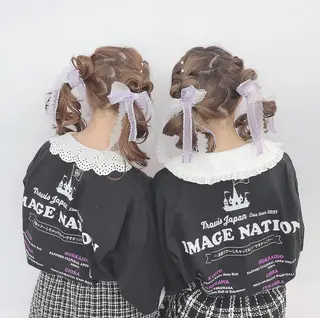 ミディアム ヘアアレンジ miwa♡暖色カラー 盛れる顔周り.ヘアメのヘアスタイル