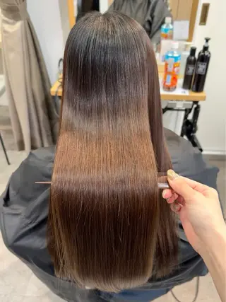ロング パーマ 縮毛矯正/艶暖色 カラー/パーマひふみのヘアスタイル