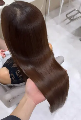 セミロング カラー 縮毛矯正×韓国ヘア 🇰🇷小笠原のヘアスタイル