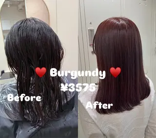 セミロング カラー 暖色🧡カット モデル💖石川町のヘアスタイル