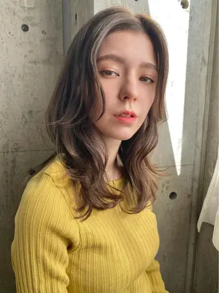 セミロング カラー 似合わせカラーパーマ 🌿kitin米川のヘアスタイル