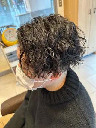 ミディアム パーマ メンズ 💈メンズ特化 美容師サキ💈のヘアスタイル