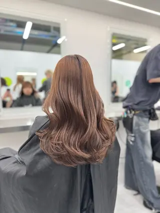 セミロング カラー ブリーチなし🤍透明 感カラー🤍しゅうじのヘアスタイル