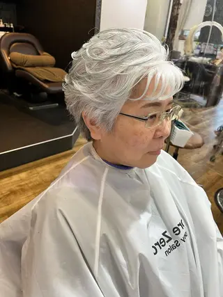 ミディアム カラー パーマ きむえり/髪質改善 /セット/カラーのヘアスタイル