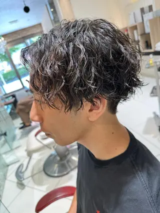 ショート パーマ ヘアアレンジ メンズ 💈メンズ特化 美容師サキ💈のヘアスタイル