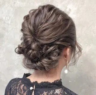 セミロング カラー パーマ ヘアアレンジ メンズ 艶ピンク*ヘアセット 🌙shioriのヘアスタイル