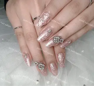 ネイル Shineジェル& チップ長さだしのネイルデザイン