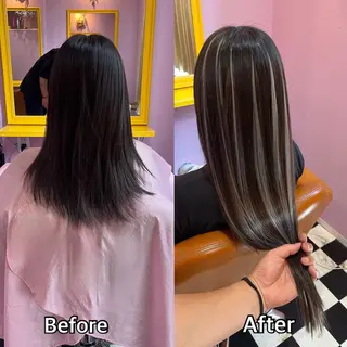 ロング シール＋ちび編み込み エクステ梅田🐨のヘアスタイル