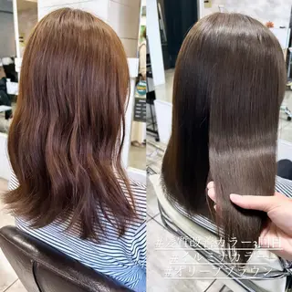 ミディアム カラー ヘアアレンジ インナー×縮毛矯正 ピンクカラー澤井里菜のヘアスタイル