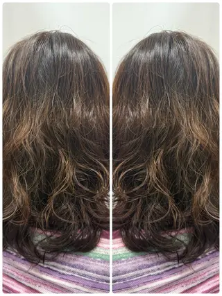 セミロング カラー パーマ 艶カラー🕊️ ✴︎Yukari✴︎のヘアスタイル