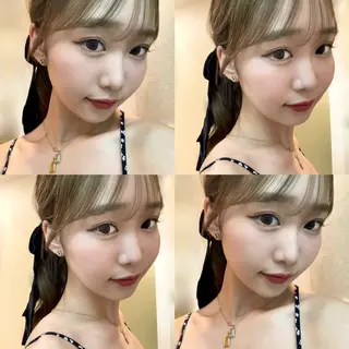 ミディアム カラー 盛れる顔周り /透明感/かりん🎀のヘアスタイル