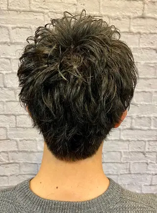 ショート カラー パーマ ヘアアレンジ メンズ 💈メンズ特化 副店長松浦一聖💈のヘアスタイル