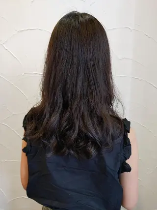 ロング パーマ 髪質改善&白髪ぼかし カラー♡店長みやけ♡のヘアスタイル