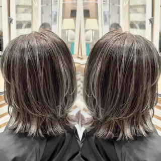 ミディアム カラー 縮毛/レイヤー 韓国/橋口のヘアスタイル