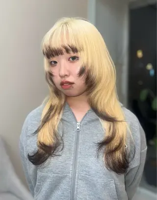 ロング カラー 岡山ハイトーン・ ルーツカラー/こもものヘアスタイル