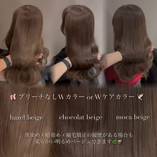 セミロング カラー パーマ ブリーチなし/ ベージュ/akiraのヘアスタイル