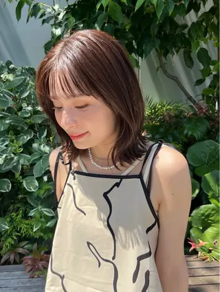 ミディアム 🫧オリーブカラー/ 酸性縮毛矯正銀座🫧のヘアスタイル