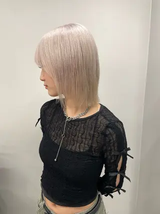 ミディアム ブリーチカラー うたのヘアスタイル