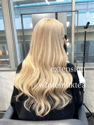 ロング カラー エクステ🩵ブリーチ 韓国ヘア🩵KAEのヘアスタイル