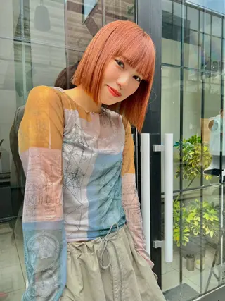 ショート カラー ボブ×縮毛矯正× 髪質改善/三ツ木一生のヘアスタイル