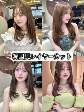 ロング カラー 大宮韓国風レイヤー カット吉田こうすけのヘアスタイル