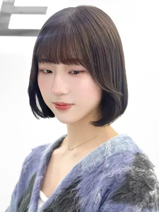 ミディアム カラー ヘアアレンジ 盛れる韓国ボブ🤍 縮毛矯正🤍ひかりのヘアスタイル